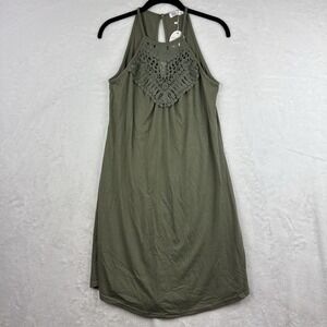 NWT Sweetnight Womens Green Dress Small Halter Lace Top Accent Strapless